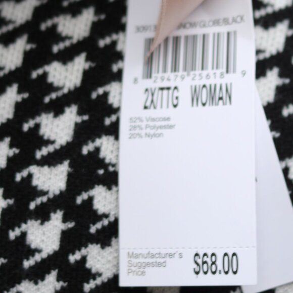NEW Philosophy Plus Size Black Houndstooth V-Neck Viscose  Blend Sweater Sz 2X - Picture 8 of 10